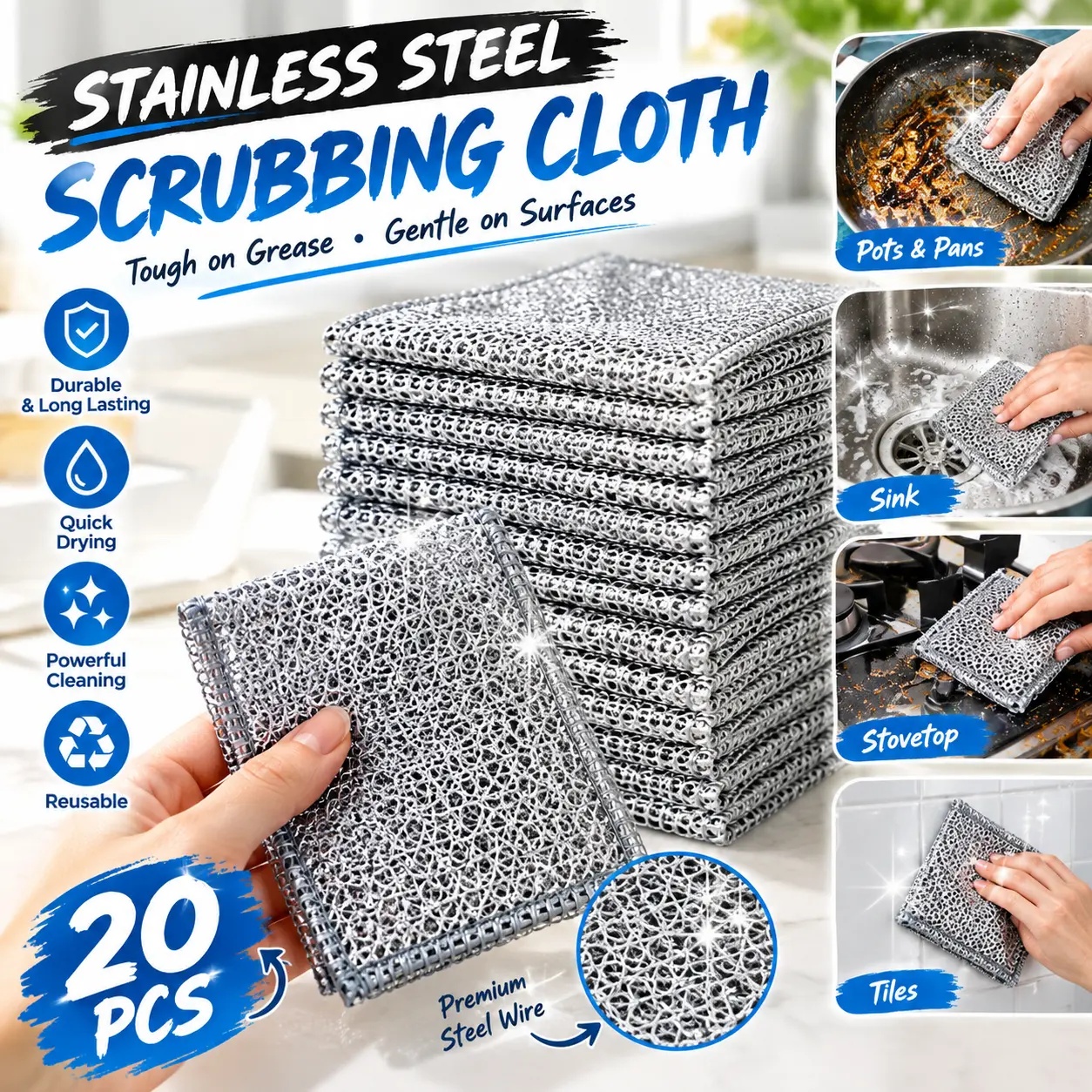 Double-Layer Mesh Sponge, High-Quality Durable Home Care Sponge for Rapid Foaming & Quick Powerful Cleaning