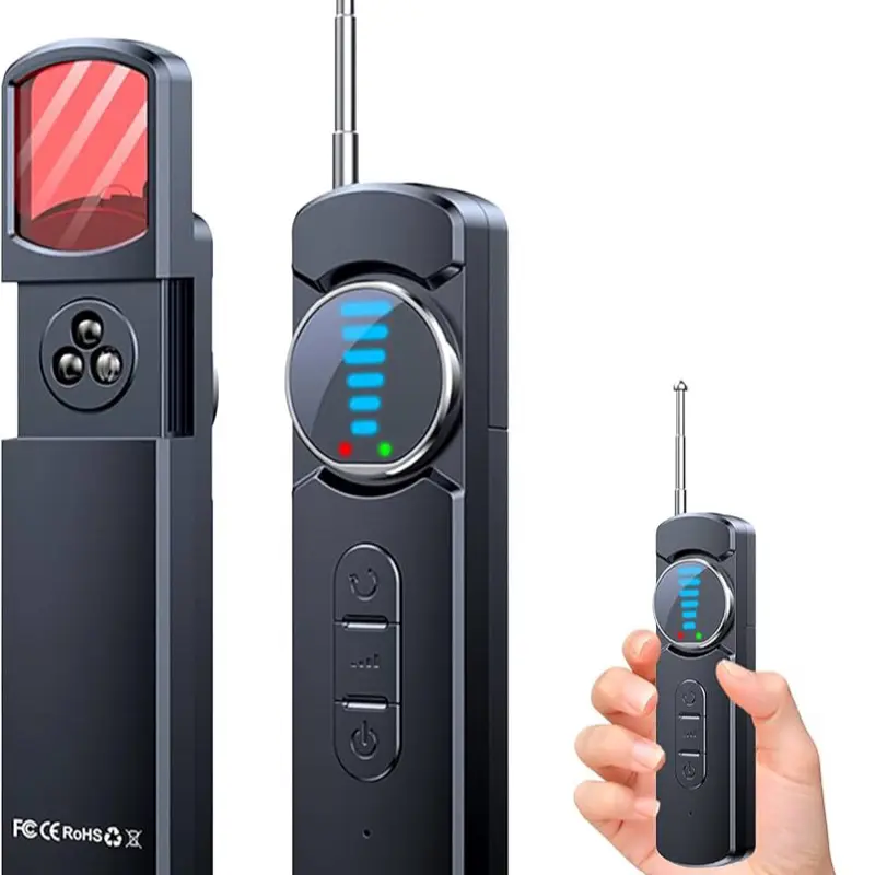 Hidden Camera Detector, Anti-Spy Camera Finder, RF Signal & WiFi Scanner, GPS Tracker Detector for Hotels and Travel, Portable Privacy Pen Signal Scanner for Office, Home, and Car (Black)