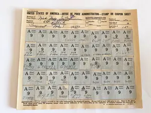 Lot of 25 Vintage 1940s Fuel Ration Sheets | WWII Era Gasoline Stamps | OPA Home Front Ephemera for Collectors & Junk Journals