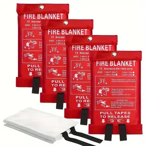 Fire Safety Blanket Set, Emergency Survival Supplies, Emergency Fireproof & Waterproof, Reusable 1000x1000mm, Ideal for Home Kitchen School Office Warehouse Use