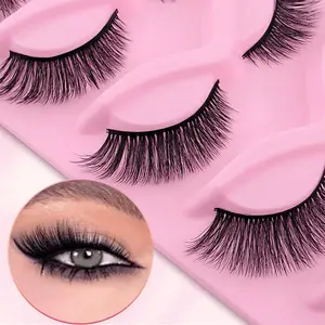 Cat Eye False Eyelashes, 5 Pairs/box Wispy Faux Lashes, Natural Curling Strip Lashes, Volumized False Lashes for Women and Girls Eye Makeup Enhancement Cosmetic