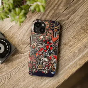 Retro Collage Skull Smartphone Casing - Shockproof Durable Lexan Plastic & TPU Layer Protective Case for iPhone 11,12,13,14,15 Pro,16 Pro,17 Pro Max,Plus - Cellphone Accessories
