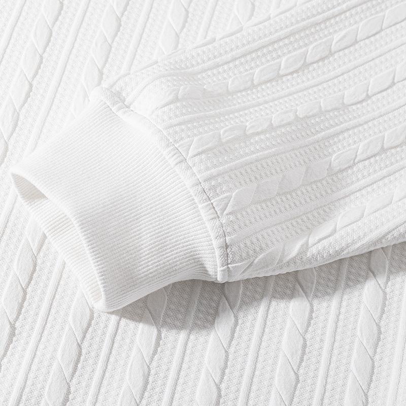 Men's Cable Knit Pattern Round Neck Sweatshirt, Solid Color Casual Loose Long Sleeve T-Shirt, Made from High-Quality Fabric Comfortable Base Shirt, Home Wear Daily Wear, Plus Size S-5XL Men's T-Shirt