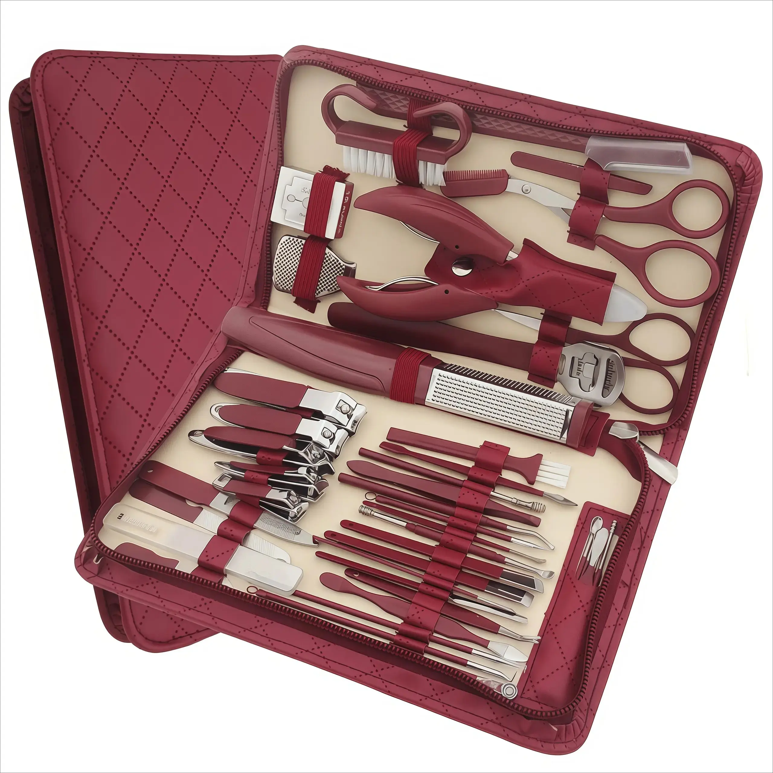 42PCS Stainless Steel Manicure Pedicure Kit for Men Women, Professional Nail Trimming Tools with Wide Opening Nail Clippers for Thick Hard Nails, Senior Men, Teen Boys & Family Grooming, Cuticle Nippers Scissors Ear Pick Set with Leather Case, Travel Gift
