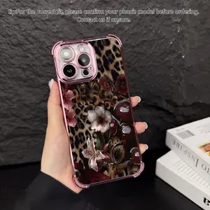 A cheetah cherry blossom pattern phone case, with shockproof transparent soft corners, anti-slip and drop protection, camera protection, compatible with iPhone 17, 16, 15, 14, 13, 12, 11, X, XS, XS Max. An ideal birthday gift for both men and women.130