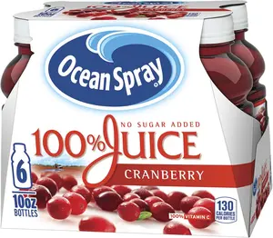 Ocean Spray 100% Juice Cranberry Juice Blend, 10 Fl Oz, 6 Count (Pack of 1)