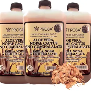 (3 PACK) PROSA Aloe Vera, Nopal Cactus, and Cuachalalate Herbal Supplement – 33.8 fl oz (1.05 qt / 1L) – with Vitamin C for Digestive & Immune Support