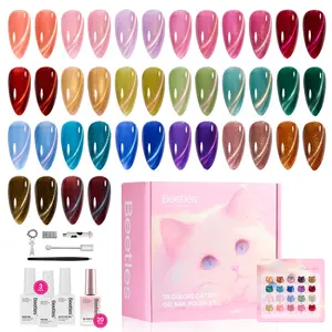 【Exclusive to TikTok】Beetles Cat Eye Gel Polish Set, DIY Gel Nail Polish Kit for Home Manicure, Cat Eye Nail Art Gift for Women Girls, Spring Summer Vacation Nails