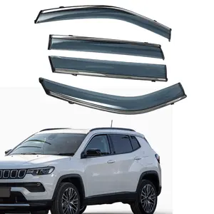Window Deflectors Side Tape-On for Jeep Compass 2017-2024 Black Rain Guards