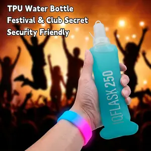 Collapsible TPU Water Bottle, Festival & Club Secret｜Foldable “Stealth” Water Bottle, Pass Security with Your Drink. TPU & BPA-Free, Silicone Spout for Any Adventure, For Hiking Running Outdoor
