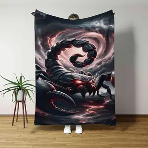 Super Soft Black Scorpion Print Flannel Blanket-Versatile and Comfortable, Suitable for Sofa, Bed, Car, Hiking, Camping | All-Season Gift Idea