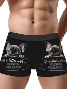 Frenchie Dad Boxer Briefs, Funny French Bulldog Underwear, Casual Style Underwear, "Life is Better" Dog Lover Gift