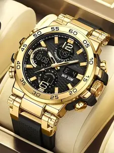 Men's Business Round Analog Quartz Watch, Casual Trendy Wristwatch, Fashionable Versatile Accessory, Casual Wear & Gift, Alloy Case, All Seasons