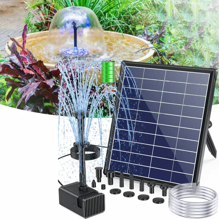 POPOSOAP Solar Fountain Pump with LED Lights – Backyard Pond Glow Water Feature for Garden, Patio & Outdoor Decor