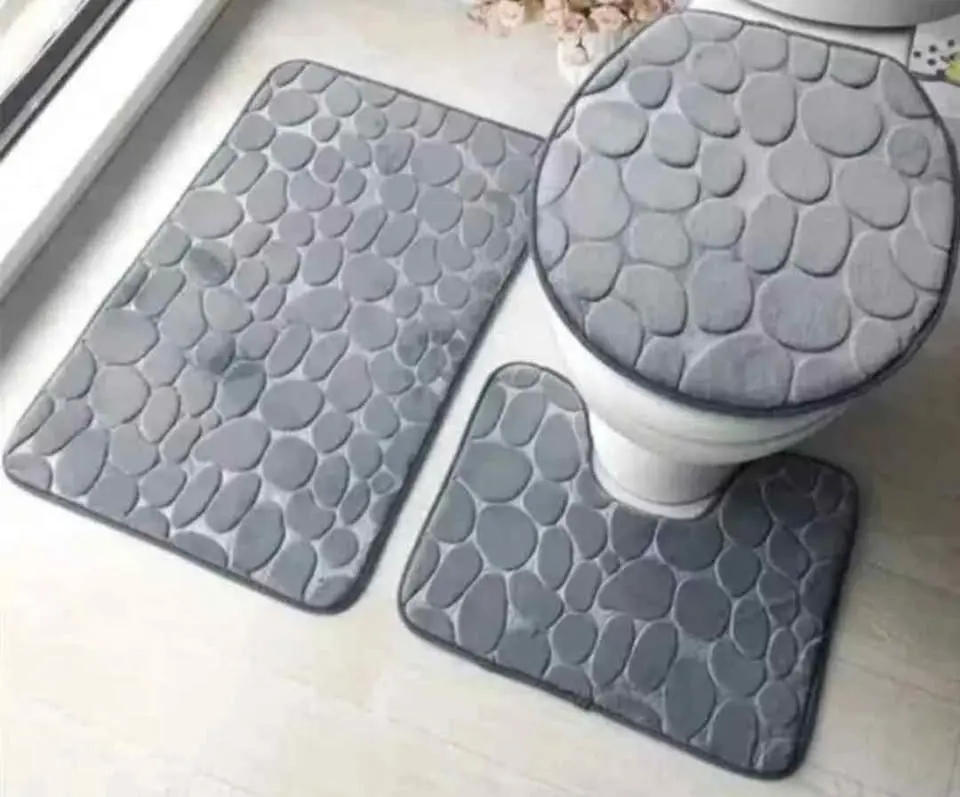 Bathroom 3-Piece Cloud Memory Foam Bath Mat Set, Non-Slip Rugs for Toilet, Essential for Dorms