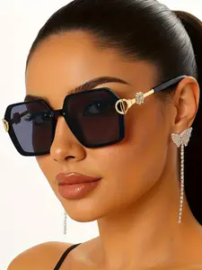 Square Fashionable Women'S Glasses | Luxury Gradient and Carved Design, Polycarbonate Frame and Lenses, UV400 Protection, Ideal for Parties and Festive Gifts. Stylish Glasses