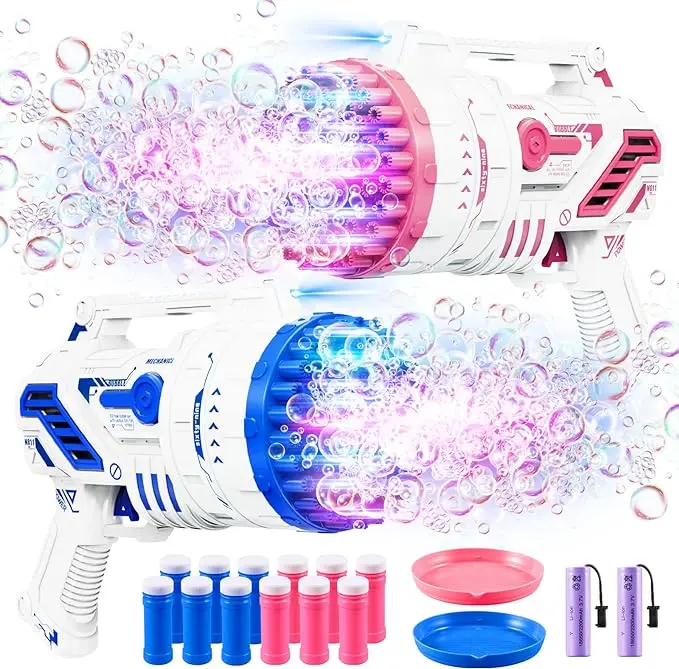 69 Hole Electric Bubble Maker Machine, 5000+ Bubbles/Min Bubble Blower with 4 LED Colorful Lights, Summer Toys Gifts for Outdoor Indoor Birthday Wedding Party Backyard.