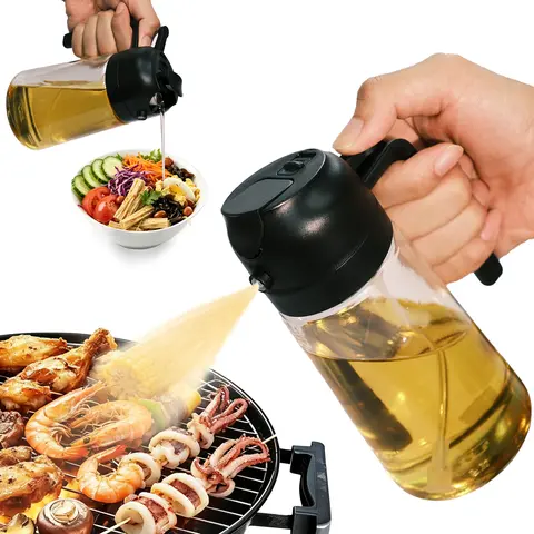 16oz/470ml Oil Dispenser Bottle for Kitchen - 2 in 1 Olive Oil Dispenser & Sprayer - Multicolor Kitchenware for Cooking, Salad, Barbecue Tools Utensils Green Home