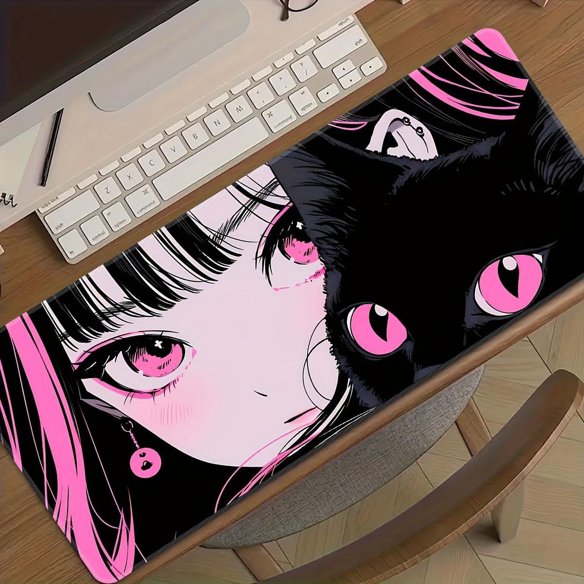 Cat large gaming electronic sports computer oversize lengththen and thicken mouse pad desktop mat table mat non-slip mouse pad washable rubber material mouse pad with Precision Lock edge gift