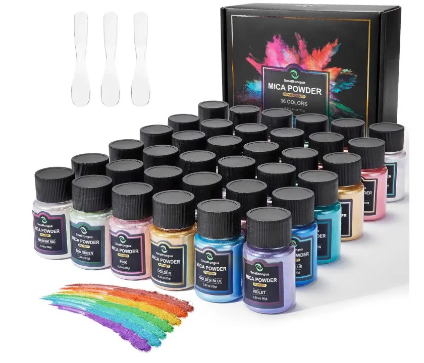 Powder for Epoxy Resin,  0.35 oz(10g) Bottles Mica Glitter Powder, Mica Pigment Powder for Lip Gloss, Soap Making, Bath Bomb