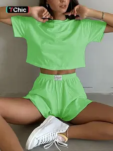 2-Piece Summer Pajama Set, Casual Loose-Fit, Breathable Semi-Transparent Top, Fluorescent Colors, Beach & Home Wear, Multi-Scene Comfort
