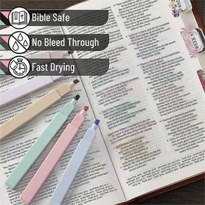 6-piece highlighter set, Morandi color Bible highlighter, light color eye protection, fresh style, summer gift, back to school stationery set, summer decoration