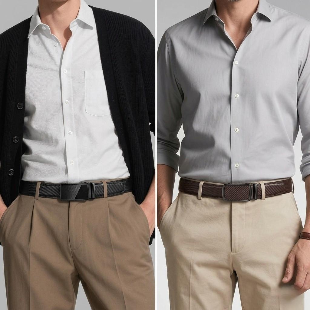 Leather Ratchet Belt Men 2 Pack - Customizable Fit, Effortless Style (35mm)