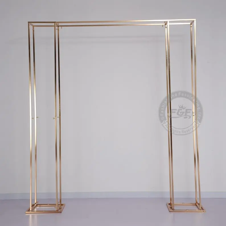 6.6Ft * 6Ft | Shiny Gold Square Backdrop Wedding Stand