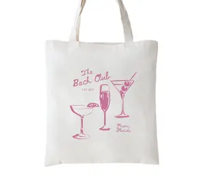 Custom The Bach Club Canvas Tote Bag, Bridesmaid Tote, Club Bachelorette Tote, Bachelorette Party Favors Tote Bag, Bachelorette Totes, Bridesmaid Favors Tote Custom Design Color