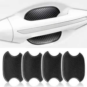 4 count  Door Handle Scratch Protector Sticker, 3D Black Carbon Fiber Anti-  Door Handle Cup Protector, Universal Device Fit for
