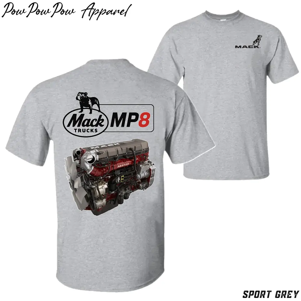 Mack Trucks MP8 Engine T-Shirt, Vintage Truck Mechanic Graphic Tee, Diesel Engine Streetwear Gift for Men USA Cotton Menswear