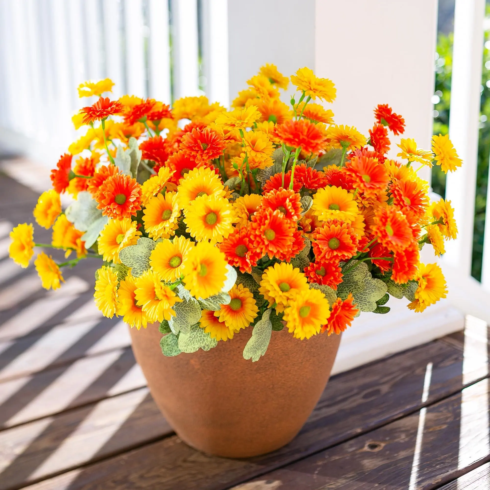 Ivydale Dahlia Artificial Flowers for Outdoors Decoration, 6 Bundles Silk Flowers Fake Plants Realistic UV Resistant Faux Flowers for Outdoor Planters Front Door Yard Garden Patio Outside Home Indoor, Mix