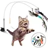 10-in-1 Interactive Kitten Wand Cat Toy - Automatic Auto Suction Cup Design with Animal Print, Natural Bird Feather Ball, Cardboard Scratch Surface for Claw Care, Fabric Components, Ideal for Indoor Cats