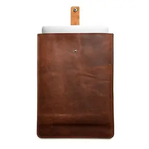 Leather MacBook Sleeve | Vertical with Strap