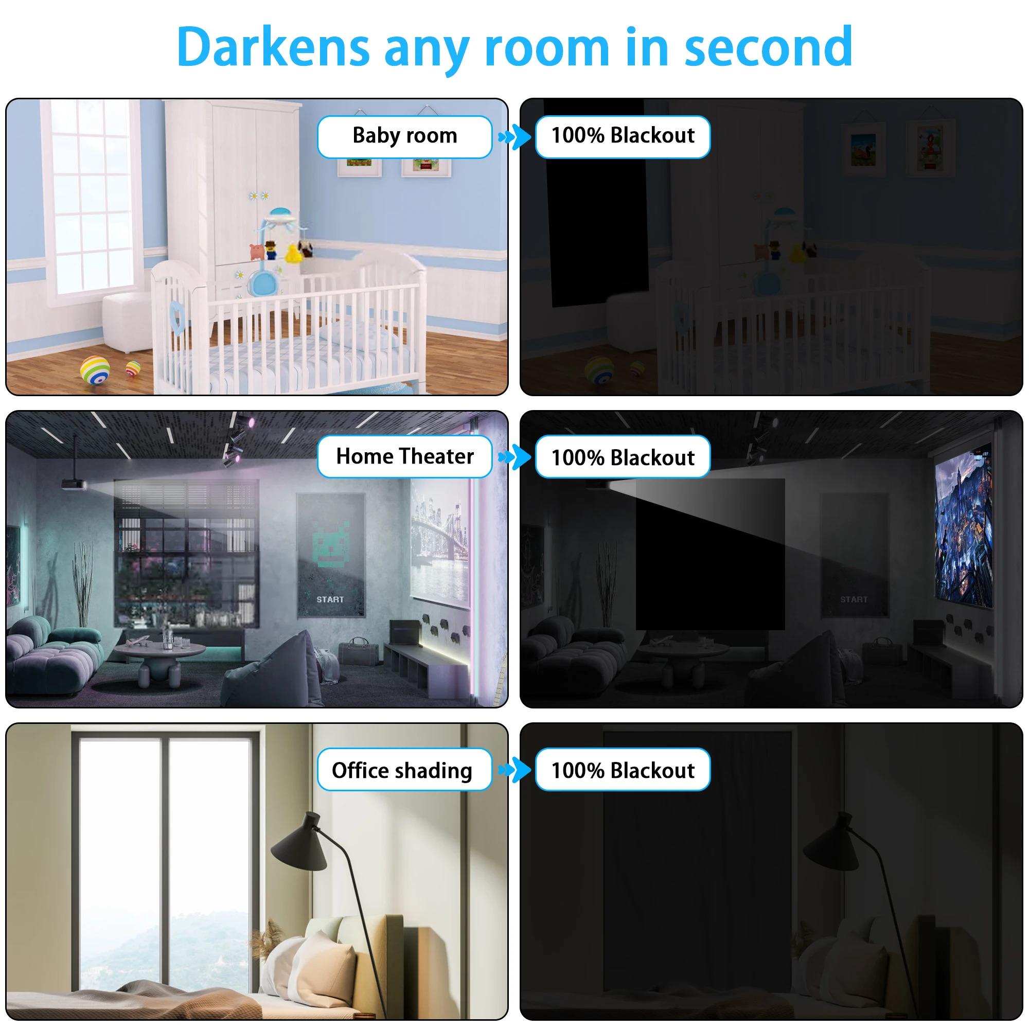 Portable 100% Black Out Curtains Shades for Windows Door Sun Protection Light Blocking Drapes Film No Drilling Travel