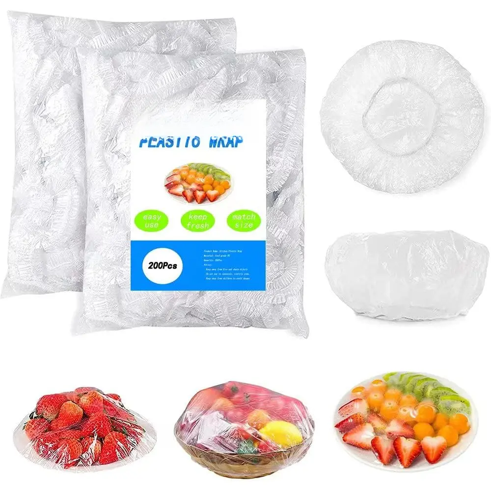 200 count Plastic Bowl Covers Elastic Wrap Cover Fresh Keeping Bag Bread Bowl Cover Sourdough Cover Banneton Covers for Proofing Rising