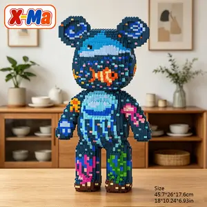 Cute Marine Life Bear Building Blocks Set - 18inch Ocean Themed Micro Brick Bear DIY Toy Gift for Kids Home Decor