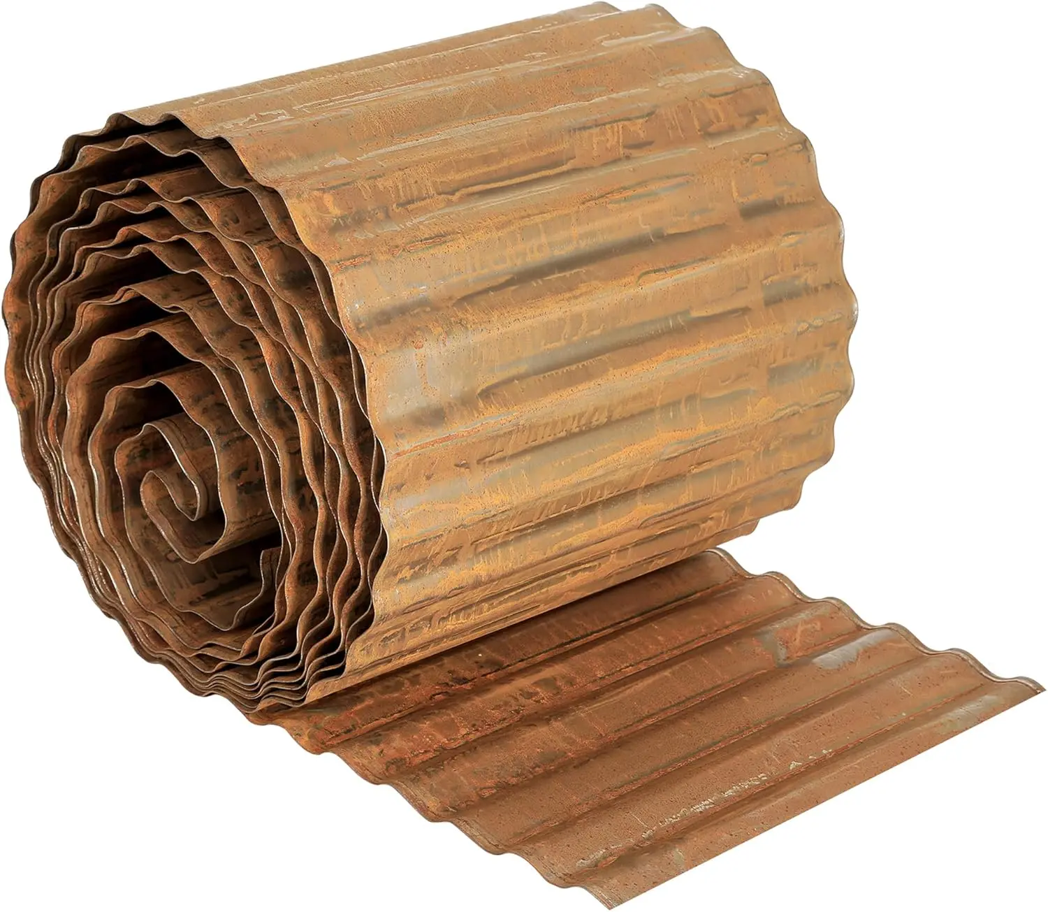 Davyline Pre-Rusted Wide-Corrugated Garden Edging, 2 Packs, 10" x20Ft Sturdy Steel Lawn Landscape Edging, Bendable Metal Long Strips of Garden Border for Raised Flower Bed Tree Surrounds