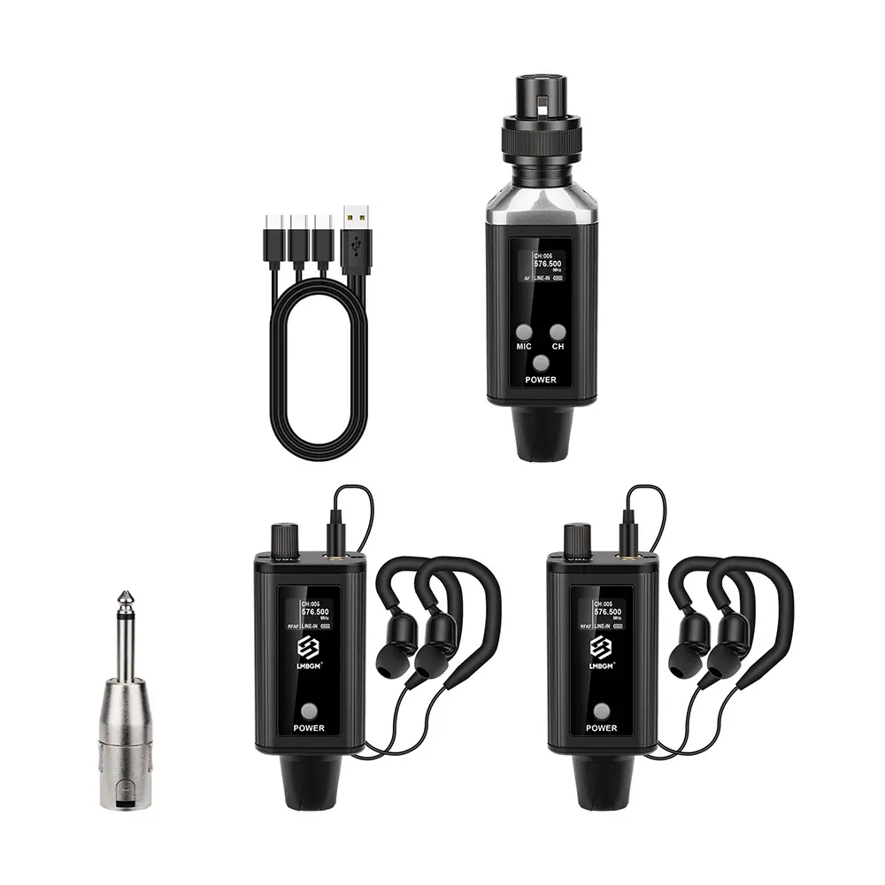 LMBGM A9  UHF Wireless In Ear Monitor System, USB Charging, 16 Signal Channels, XLR Interface, Audio Gain Adjustment