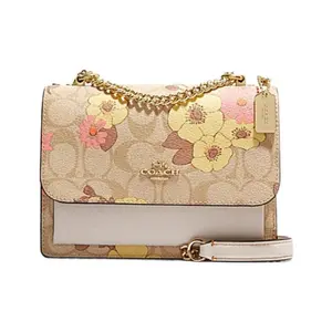 COACH Klare 18 Small Floral Print Leather Crossbody Bag for Women in Khaki