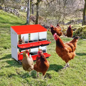 [HOT] Garvee Nesting Boxes for Chickens, 6 Compartment Roll Away Nesting Box with Egg Collection, Perch, Lid Cover for Egg Protection, Wall Mount/Free Standing Nest Box for Chickens