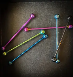 1pc Titanium Ion Plated 316L Surgical Steel Industrial Barbell 14g 38mm 1.5"