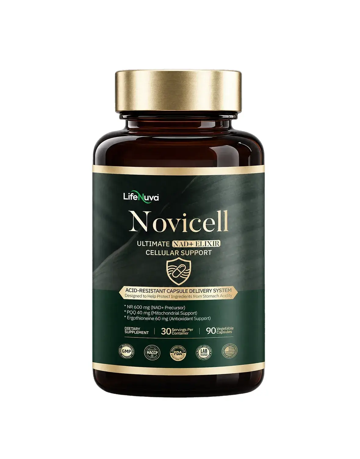 LifeNuva Novicell NR Complex - 90 HPMC Capsules for NAD+ Support with NR, TMG, Ergothioneine, Pterostilbene, PQQ & Spermidine - 30 Servings