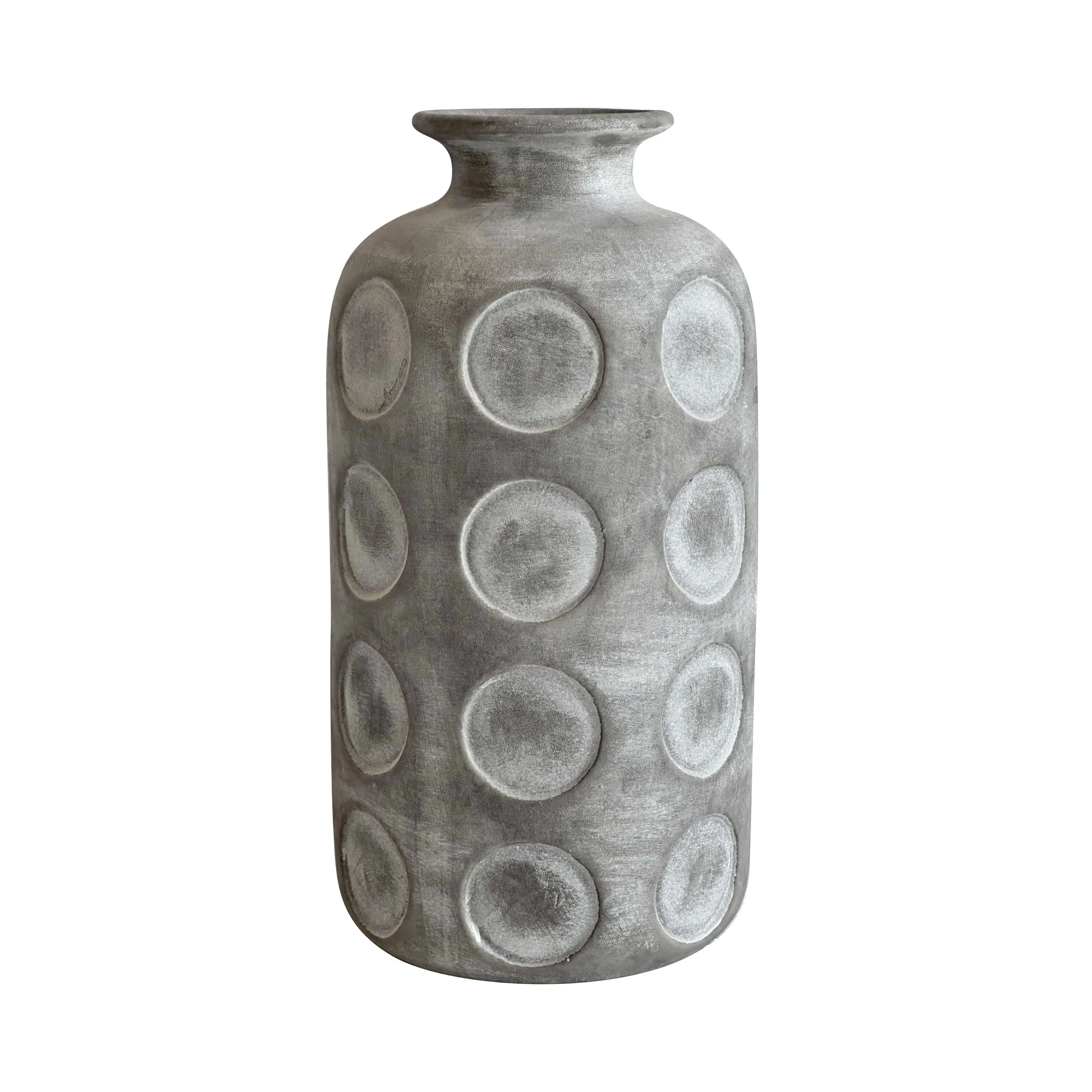 Earthenware Aztec Tub Flower Vase in Grey Earthenware Aztec Tub Flower Vase in Grey