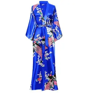 Sexy Women Long Robe With Pocket Wedding Bride Bridesmaid Dressing Gown Rayon Kimono Bathrobe Large Size S-XXXL Night Dress