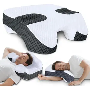 Side Sleeper Pillow with Arm Holes, 2 in 1 Shoulder Relief System for Rotator Cuff Pain, Pillow for Adults with 3 Arm Place Hole - for Side, Back and Stomach, Black