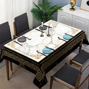 Luxurious retro marble pattern printed tablecloth, suitable for all seasons, suitable for living rooms, restaurants, parties and other scenes, home decoration tablecloth.
