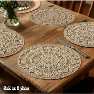 High-value goodies, non-slip and heat-resistant colorful round placemats, 2D printed linen placemats & coasters, perfect for creating ambiance and decorating your dining table.