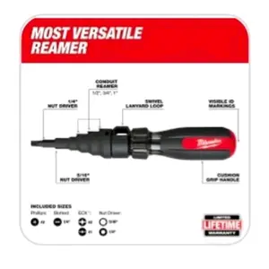 Milwaukee Tool 7-in-1 Conduit Reamer Screwdriver with ECX Bit - Versatile Tool for Electrical Fasteners