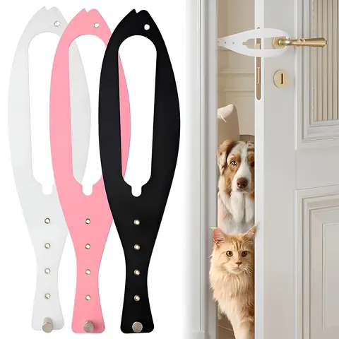 3Pcs Cat Door Holder Latch Larger Cat Door Alternative to Keep Dogs Out of Cat Litter Boxes and Food with 5 Adjustable Sizes Strap 2.5-6" Wide Easy Lock Strap Let's Cats in Easy to Install